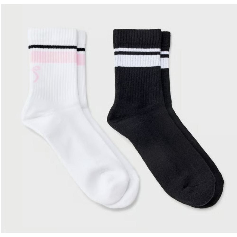 Women Bow Pattern Casual Socks, Mid Calf Socks Pair of white or  Black